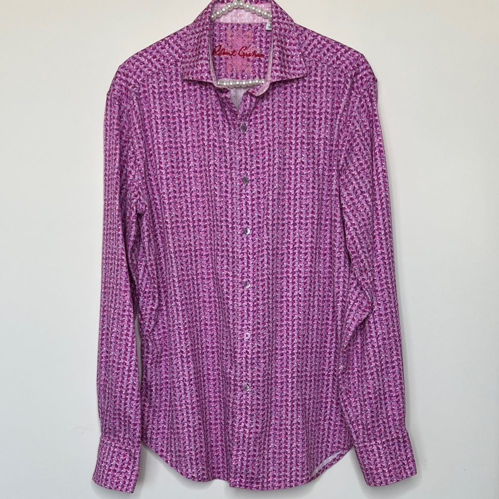 Robert Graham Pink and Purple Men's Button Down Shirt